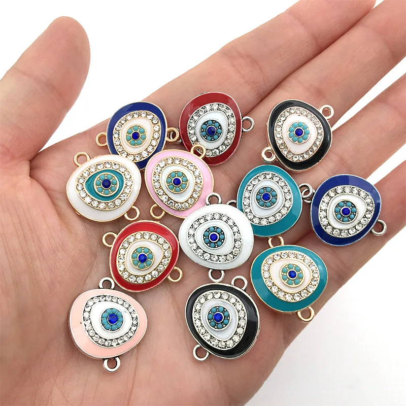 

JC crystal round pink charm evil eye diy pendant jewelry accessories multi colors evil eye necklace pendant