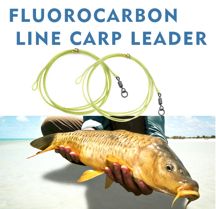 New Carp Sinking Fluorocarbon Poly Tapered Fishing Leader With Double