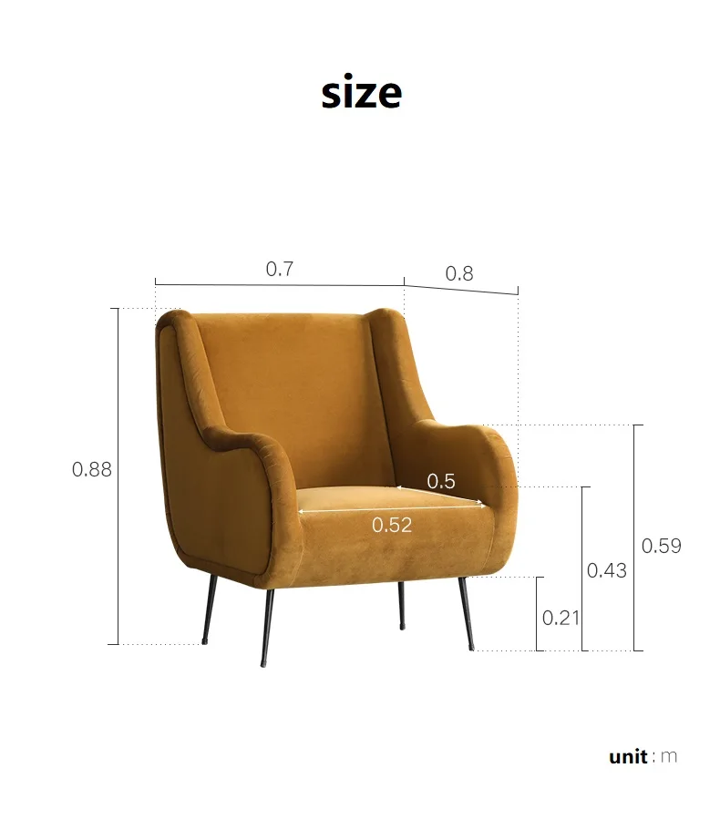 Light Luxury Simple Fashion Villa Living Room Lounge Chair Leather Art Fabric Single Sofa