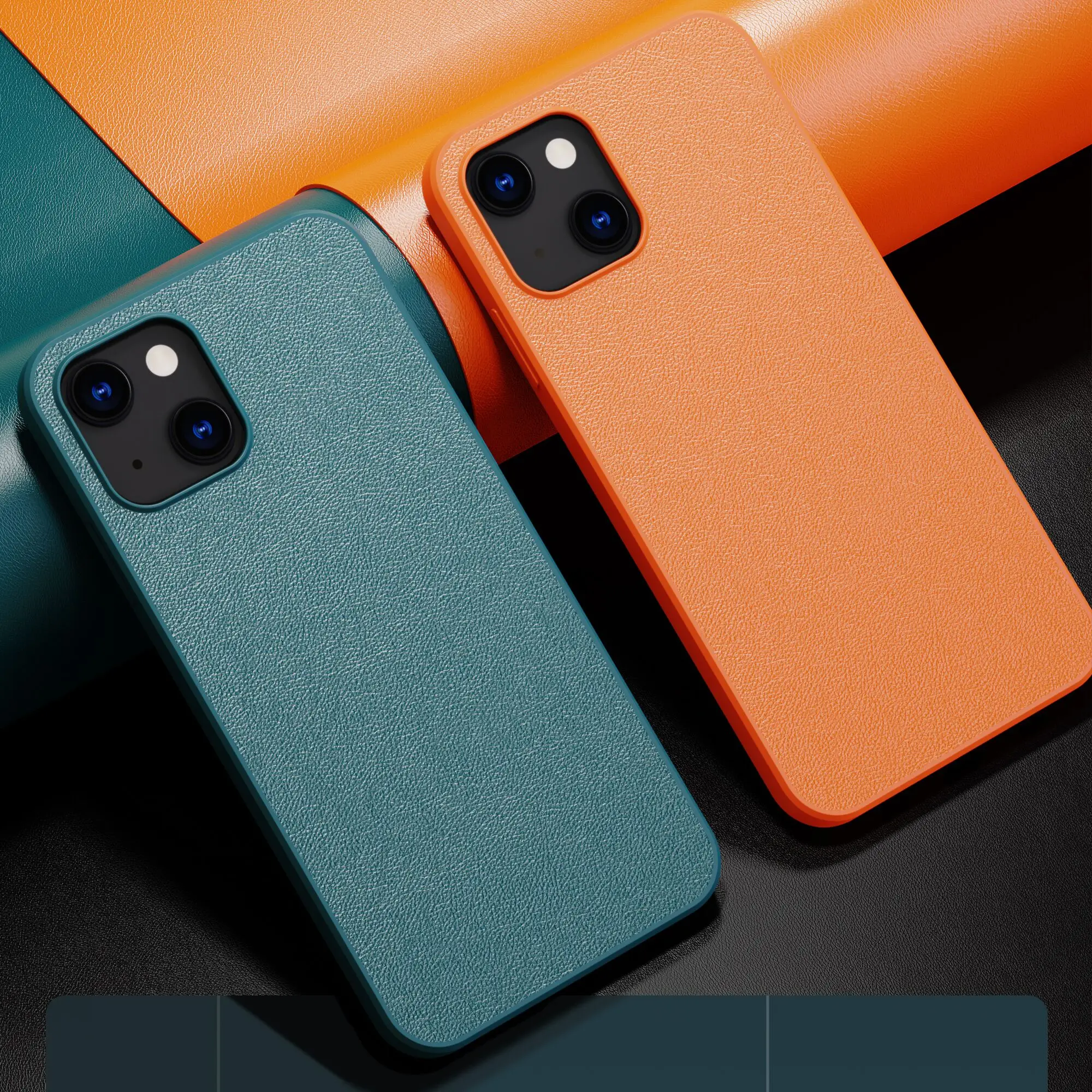 

2021 New Simple Plain Leather Case for iPhone 13 Pro Max 13 Mini TPU Skin Texture Shell Cover