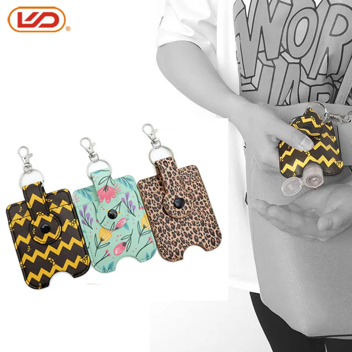 
Big promotion new design leather 50ml hand sanitizer bottle holder keychain from china 