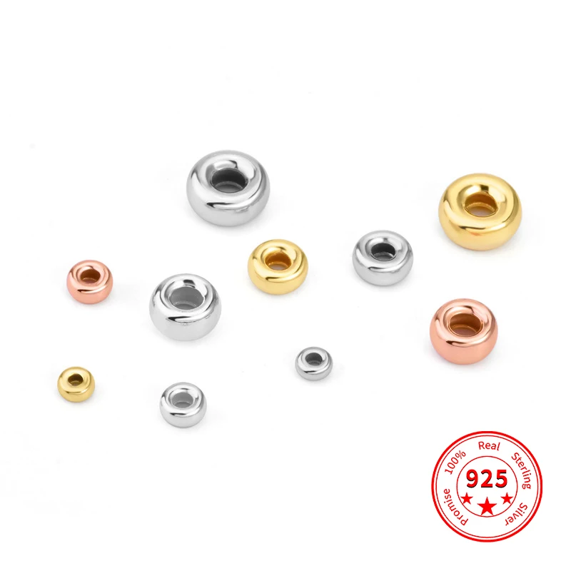 

925 Sterling Silver Crimp Spacer Beads Connector DIY Accessories Jewelry Making Wholesale