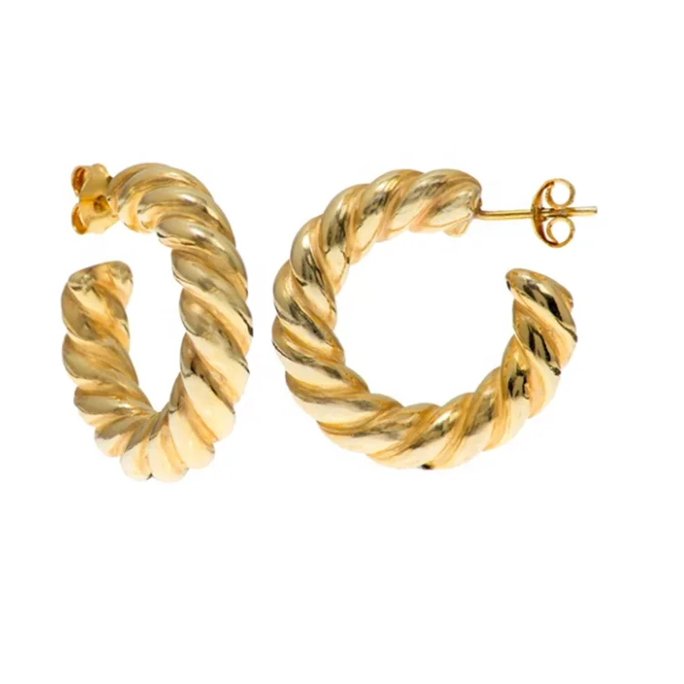 

18k Gold Plated Jewelry C Hoop Earring Making Supplies, Gold,rose gold,black and silver