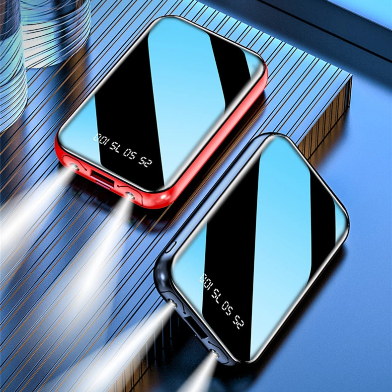 

Factory selling the new mini power bank 5000mah portable powerbank mirror 10000mah power banks 20000mah, Black+red+white