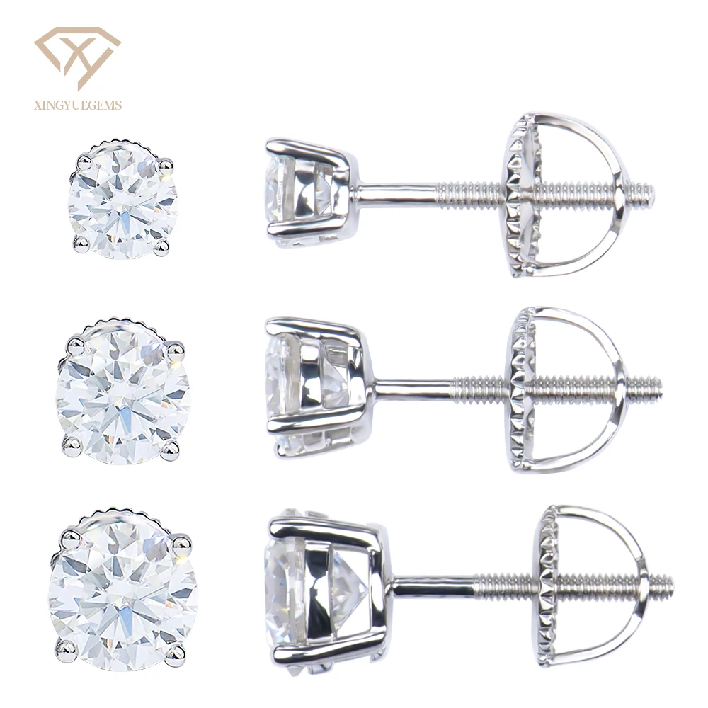 

Xingyue Factory Best price quality 925 silver fashion jewelry screw back gra vvs mossanite moissanite stud earrings for women