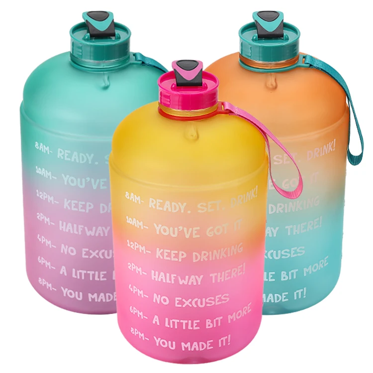 

2020 new best sellers 3.78L Large Capacity Water Bottle PETG Plastic remind Time Marker Fitness for Outdoor sport GYM, Customized color