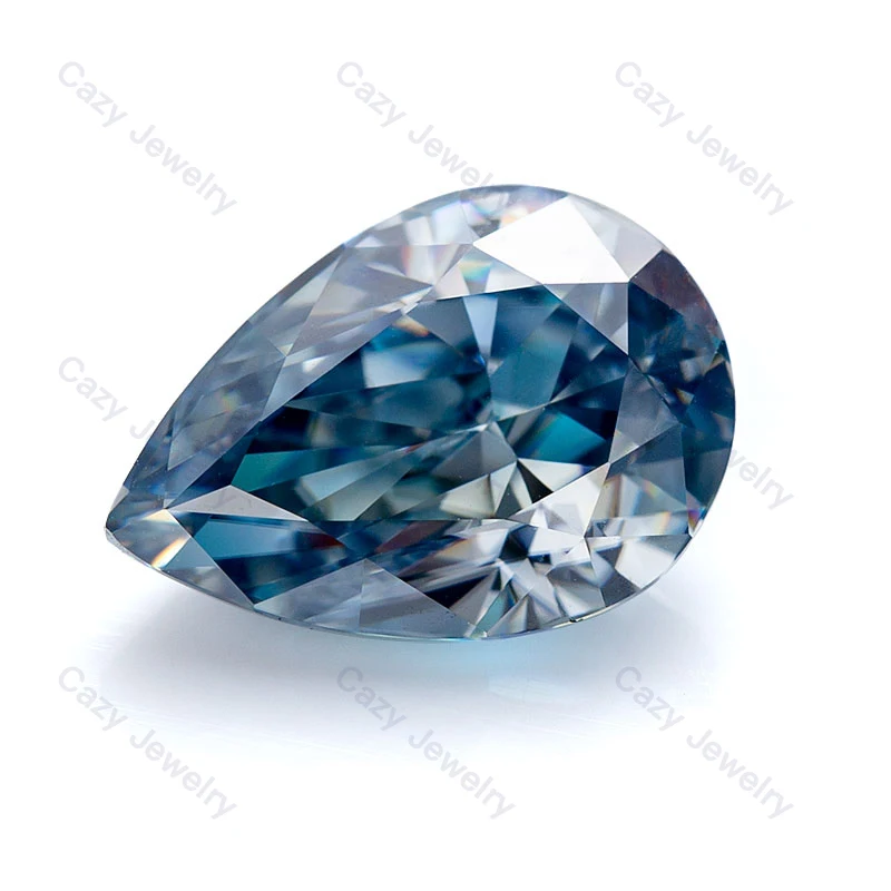 

Cazy Lab Created Heart Cut Pear Cut 0.5ct 1ct 2ct 3ct Vivid Blue Moissanite Crushed Ice Moissanite Diamond