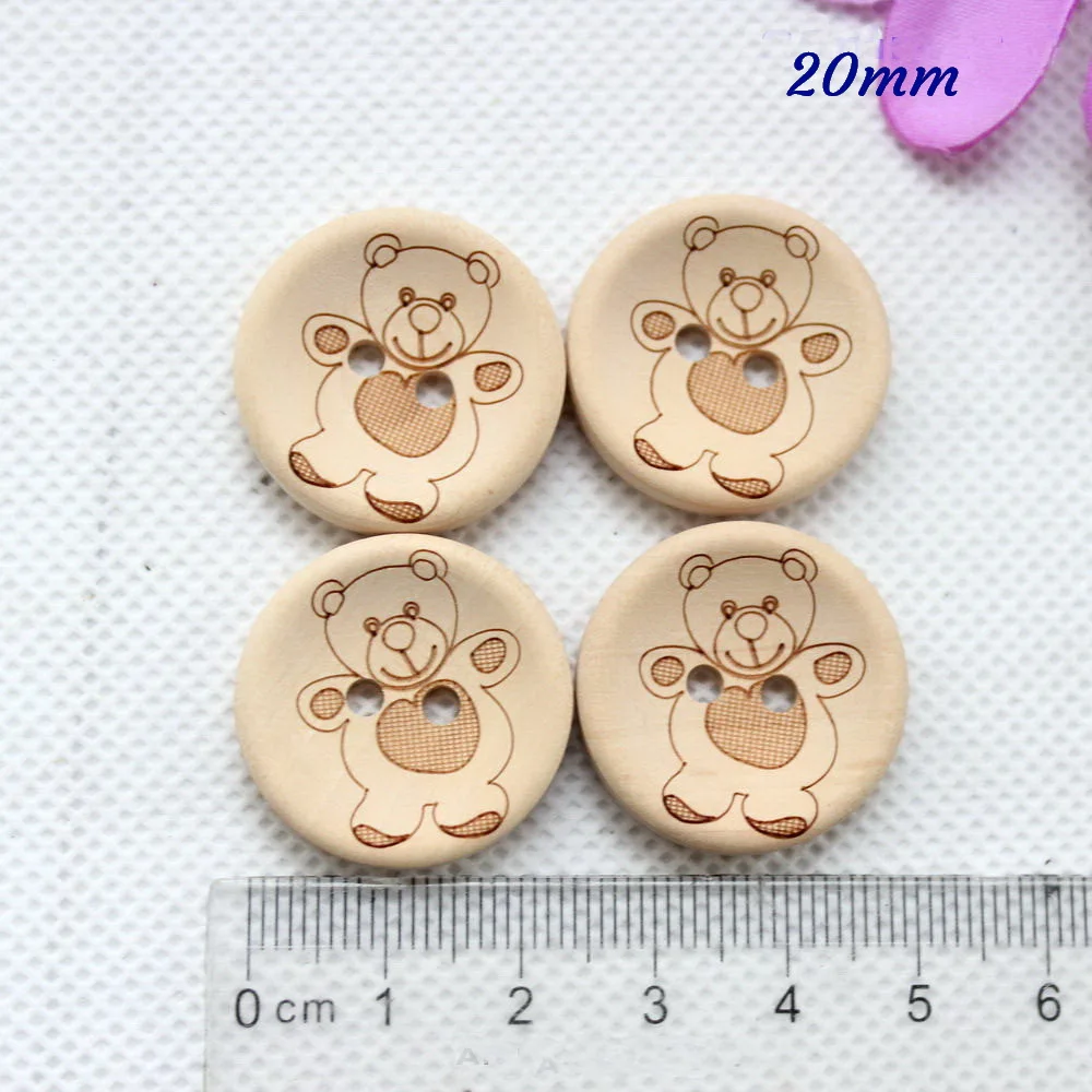 

AD0099A 20mm Bear laser natural wooden button kid's hat toy accessories sewing wood bear button suppliers wooden button