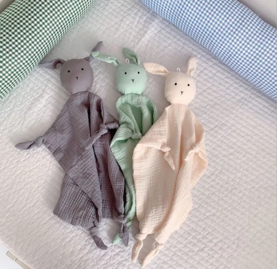 Organic Muslin Baby Lovey Animal Comforter Blanket Comforter Toy Set