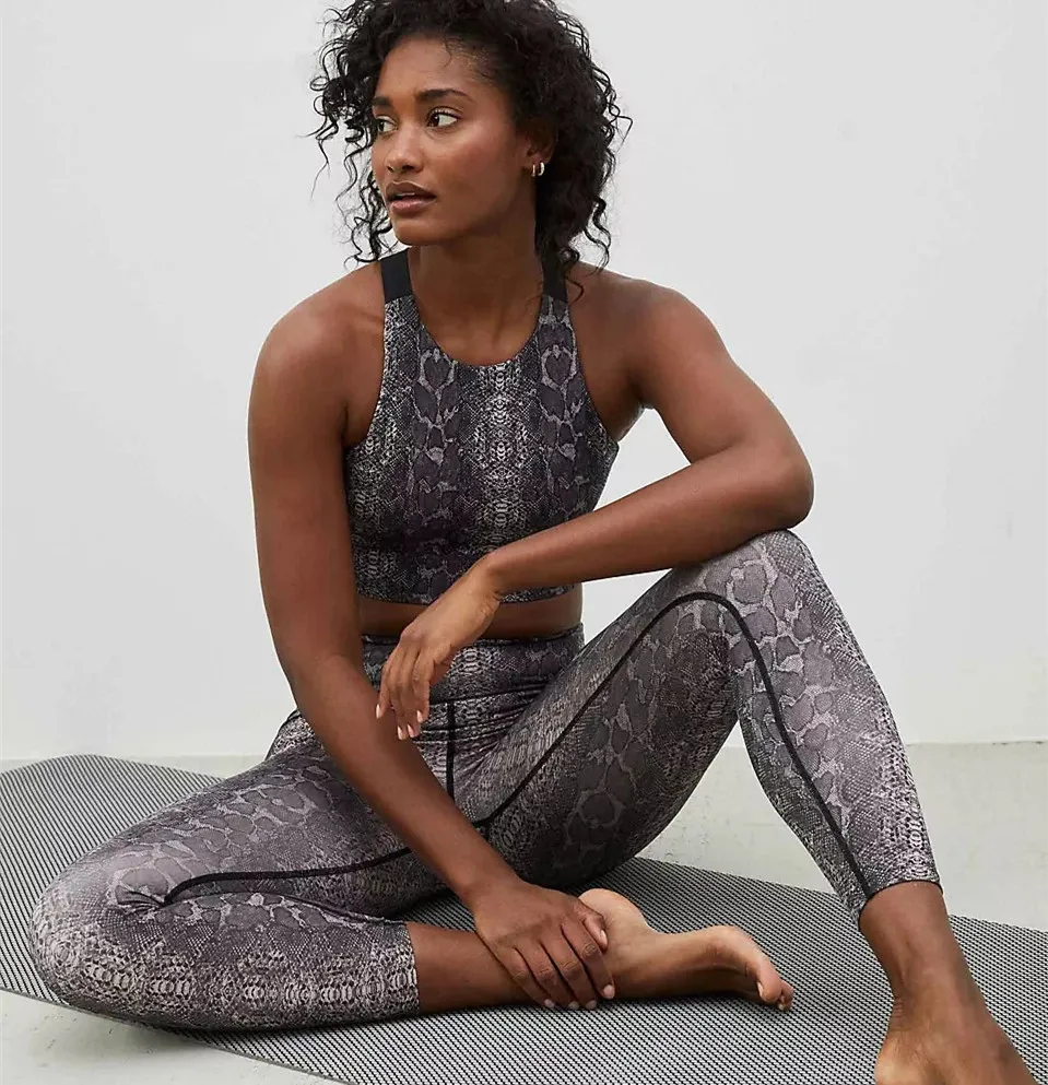 

Custom Logo Print High Waist Tight Workout set Clothing 2 piece Women Yoga leggings Set Fitness Activewear Clothes