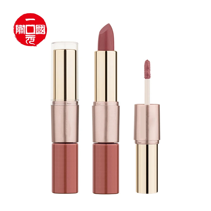 

Easy To Color Waterproof Long Lasting 2 In 1 Matte Lipgloss and Lipstick