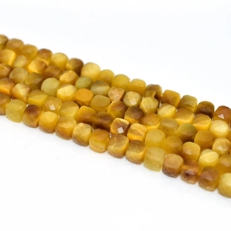 

High Quality Natural 5*5mm Faceted Gold Tiger Eye Beads For Jewelry Making