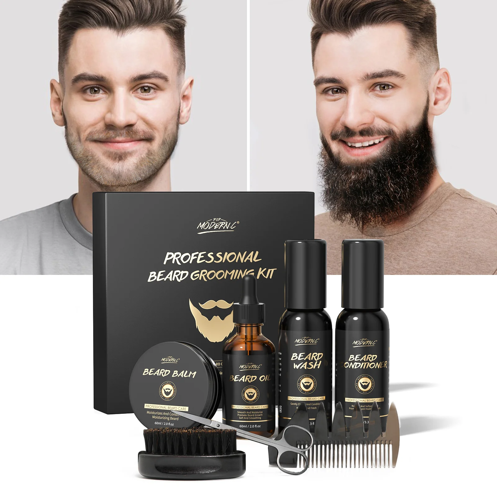 

Wholesale Organic Moustache Styling Softens Grooming Kit Beard Growth Oil Beard Kit Men