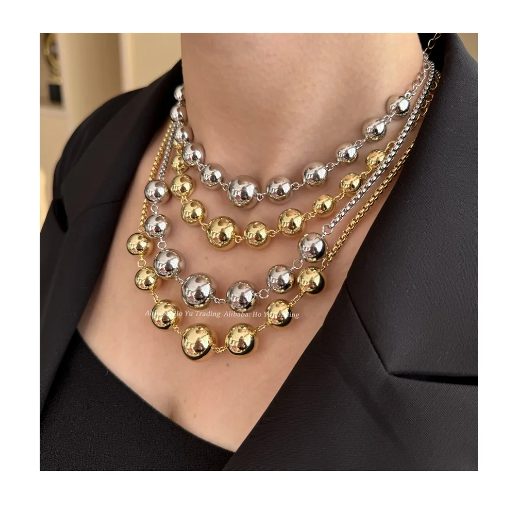 2024 New Arrival Gold Choker Ball Shape Necklace with Gold Chain for Party Valentine's Day for Couple Women Men Birthday Gift