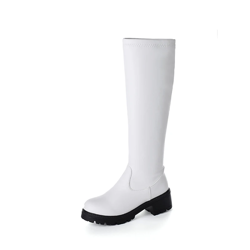 

2021 New Women PU Leather Long Boots Casual Zipper Riding Boots Autumn Winter Thigh High Boots, Black brown