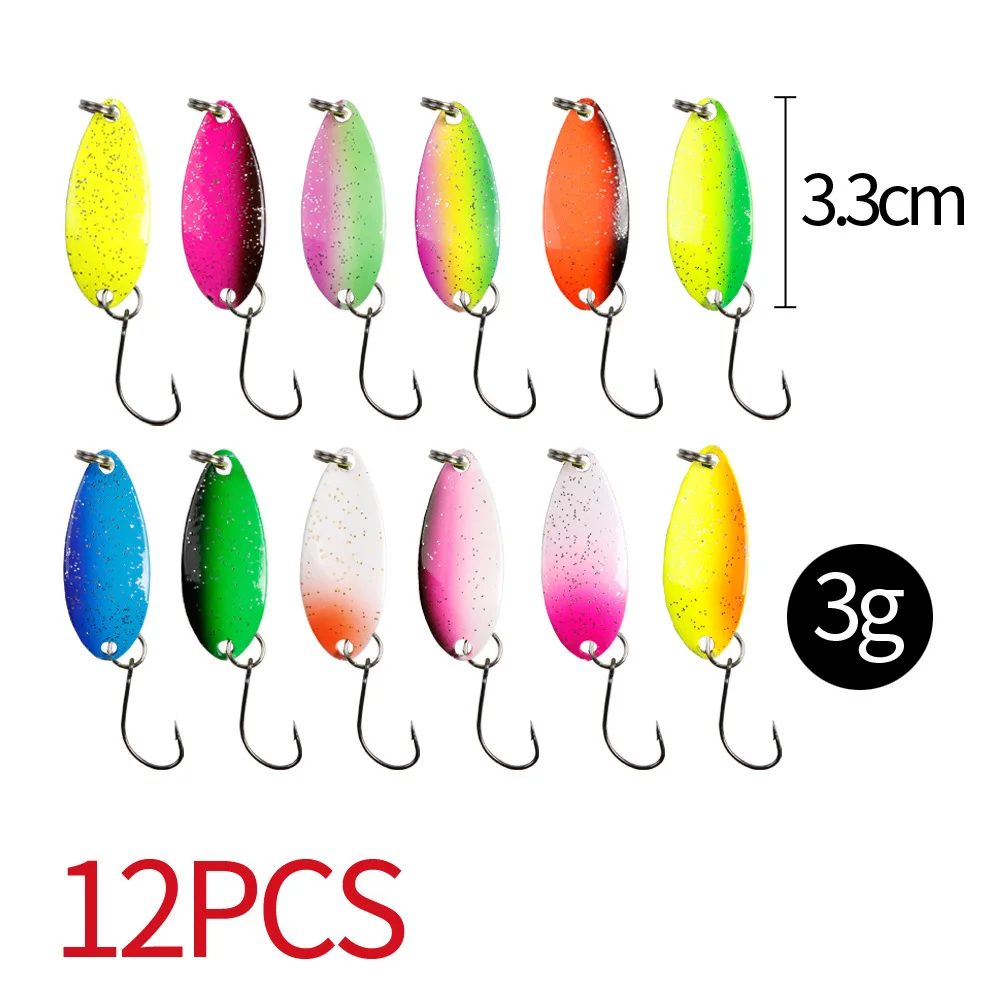 

Spot 43/12 pack of metal spoons fishing lures bait spoon fishing lure fishing lures set