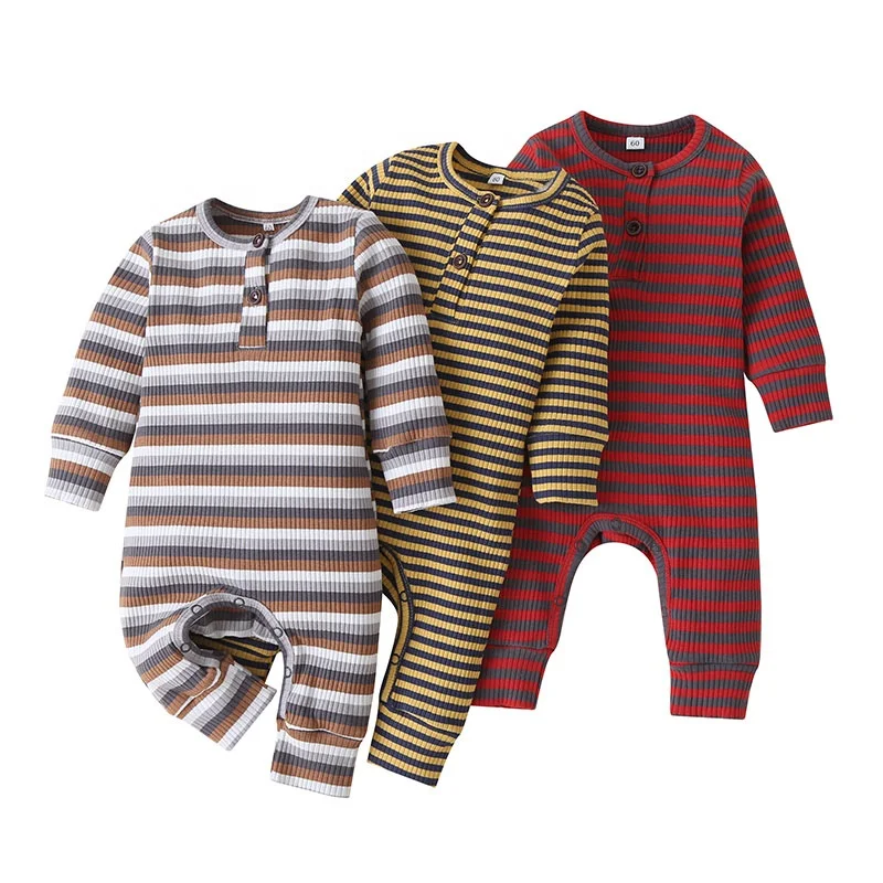 

Stripe Spring Autumn Newborn Baby Boys' Rompers Striped Baby Crawling Outfit