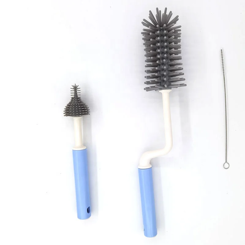 

pink, blue, grey baby bottle nipple TPR and ABS brush