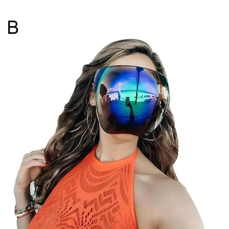 

2021 Oversized Colorful Women Clear Anti Fog Face Shield Visor Sunglasses Outdoor Riding One Piece Sun Glasses for Men Shades