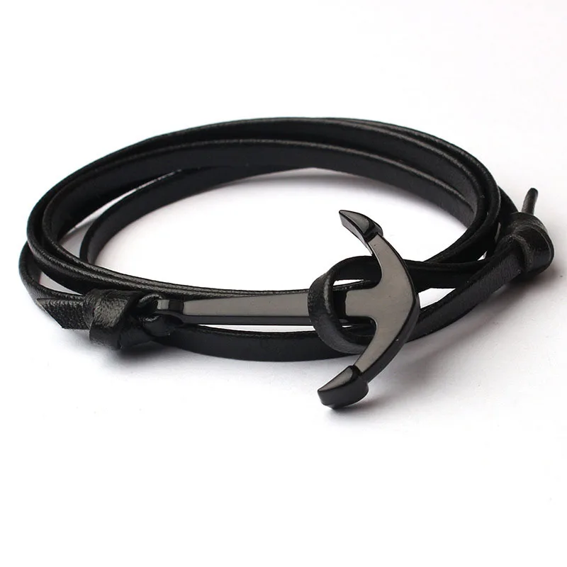 

G2173 Wholesale Bracelets Men Retro Anchor Multi-Layer Leather Bracelet