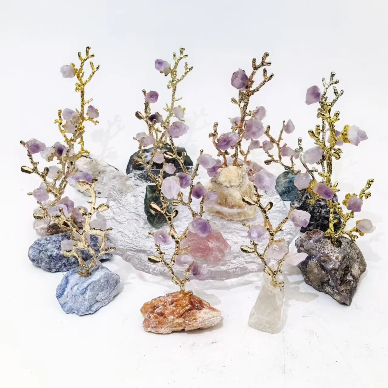 New Arrivals Crystal Gemstone Rough Stone Meditation Amethyst Tree for Women Gift