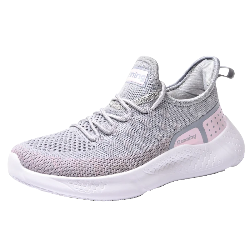 

Women's good quality fashion running custom breathable sport shoes,lace up fly knit casual student girls sneakers