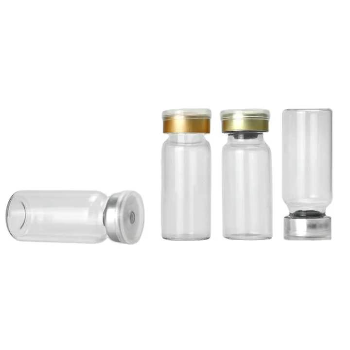 

10ml vial clear tubular glass bottle vials with rubber stopper colored flip caps for pharmaceutical medical liquid injection