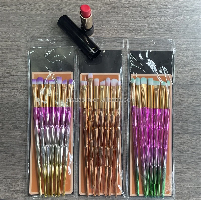 

Brochas Rainbow Eye Cosmetic Makeup Brush Set Diamond Handle 7PCS Eyeshadow Blending Makeup Brush, Colorful