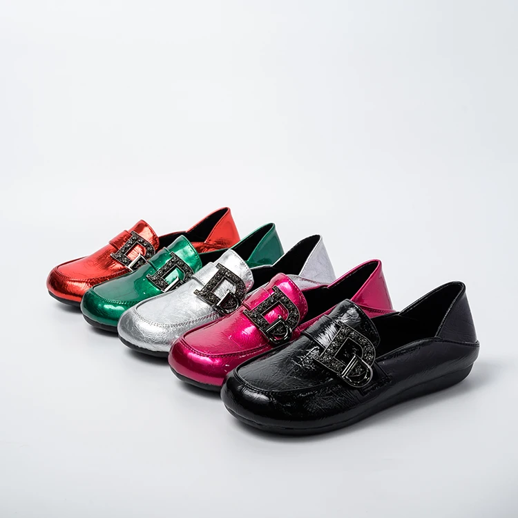 

New Trendy Fashion Multicolor Patent Leather Shiny Breathable Comfortable Women's Shoes, 5 colors