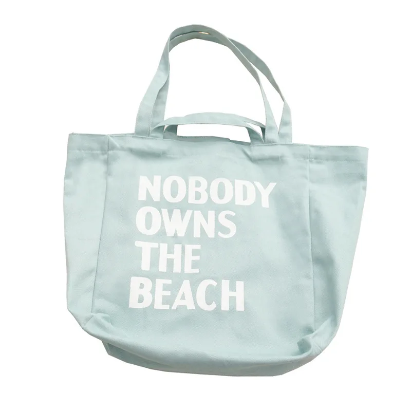 

High Quality Custom Logo Large Capacity Letter Canvas Ladies Shoulder Beach Bag Women Big Casual Cotton Shopping Tote Bag, White, yellow, black, lake blue, pink