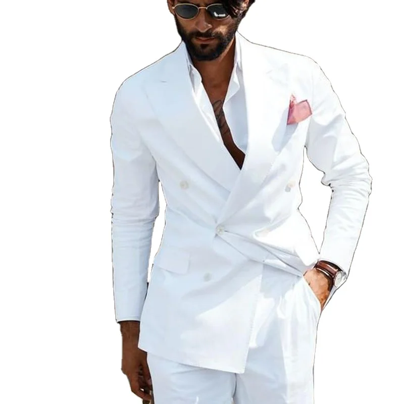 

2023 New Design White Business Suits For Mens Luxury Suits Groom Tuxedos Party Dinner Dress 2 Pieces Mens Suits