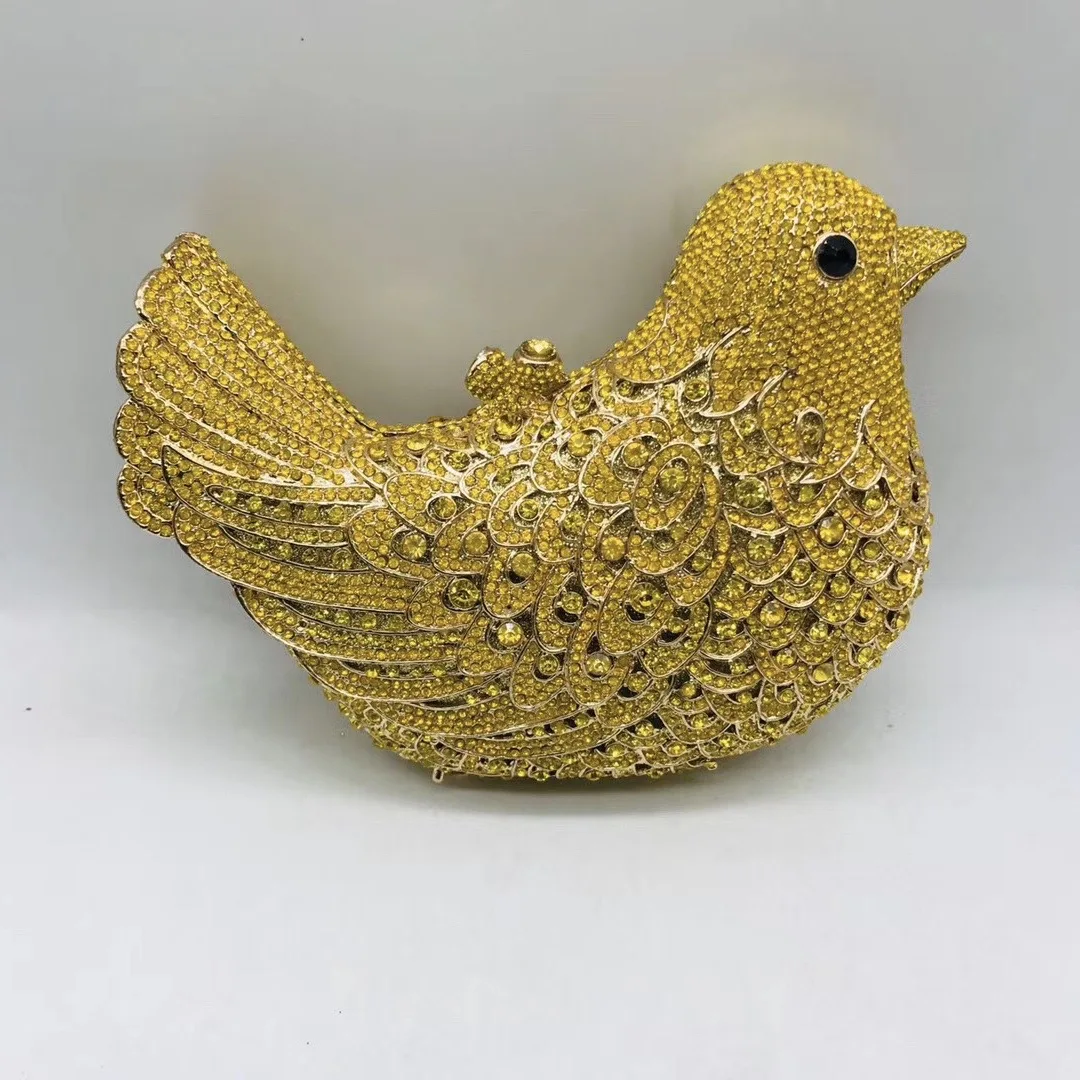 

Yellow 2020 Hotselling bird shape crystal stone evening bags