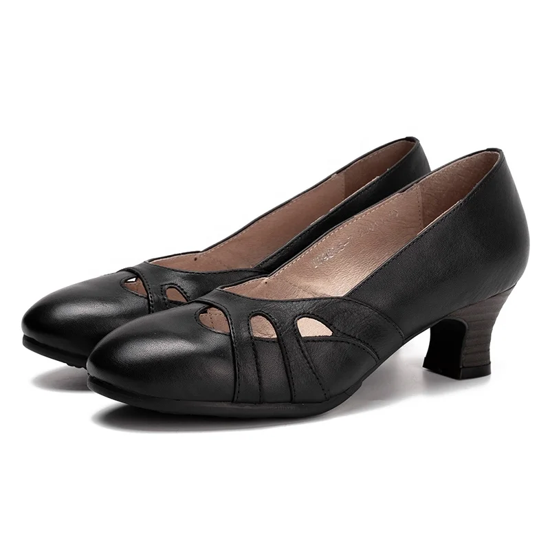 

Black Mid Heel Ladies And Women Shoes Office Wear 2020 Heels For Women