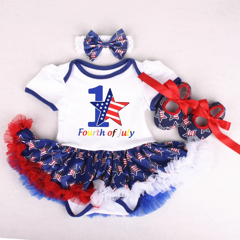 

2021 America Fourth of July kid Three-piece cotton net yarn dress skirt Independence Day Amazon yarn skirt climber girl's outfit