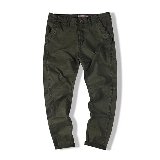 

Trendy men's fashion ready-to-wear casual stretch trousers solid color 9-point straight leg pants casual pants, Shown