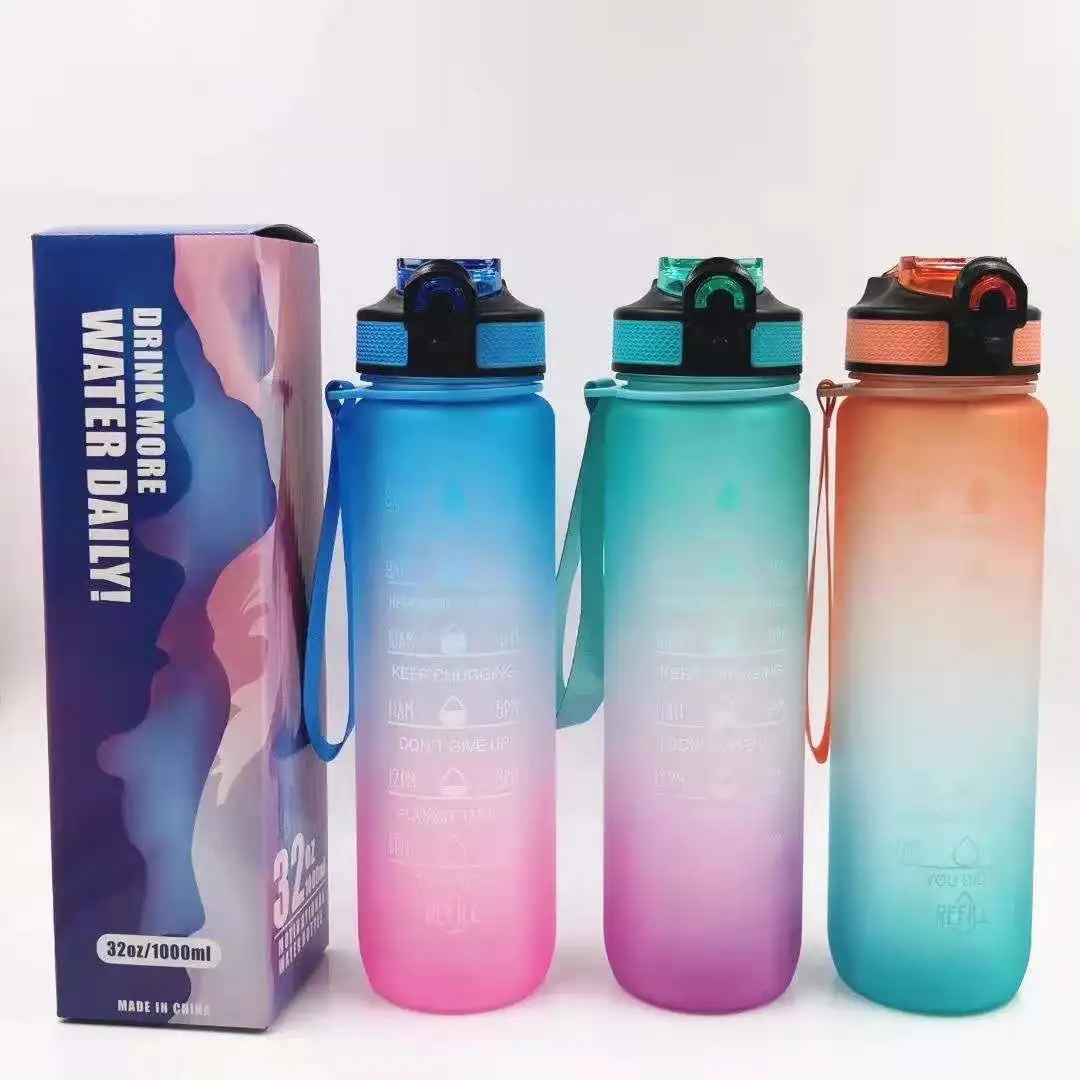 

Water Bottle with Time Marker 1L with Straw and Filter Tritan BPA Free for Fitness Gym and Outdoor Sports, Customized color