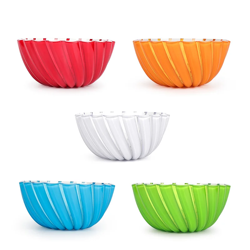 

6.7 Inch Solid BPA Free Salad Bowl Fruit Meal Prep Bowl Nesting Plastic Mixing Bowl, Orange, red, blue, white and green