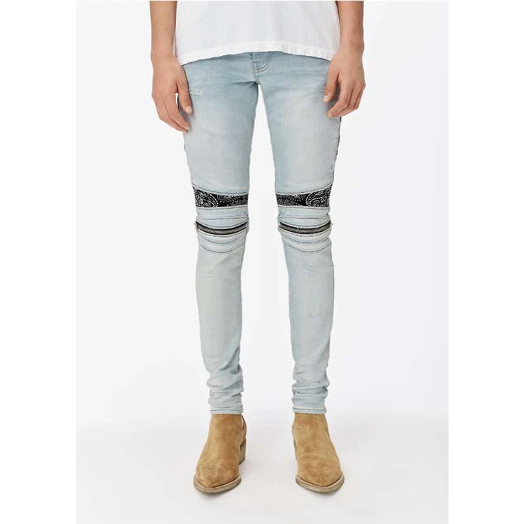 

Two colors slim fit styles jeans denim biker high street style patch boy's men jeans, Picture