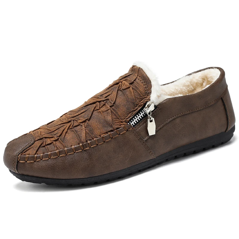 

Hot style wrinkled face trend cutter shoes with velvet men boat shoes, Custom made