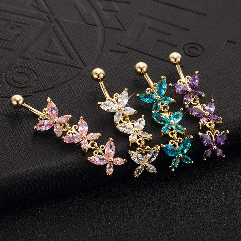 

Butterfly shape stainless steel button rings belly body piercing jewelry