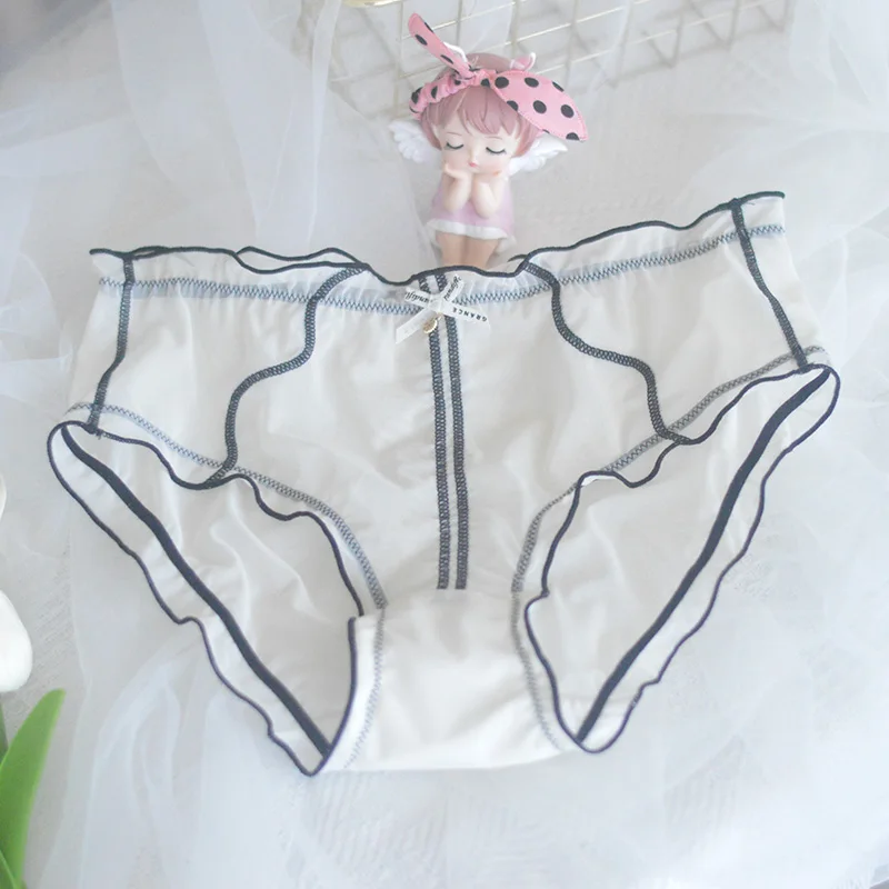 Organic Cotton Mid Rise Lace Ruffle Seamless Knitted Panties