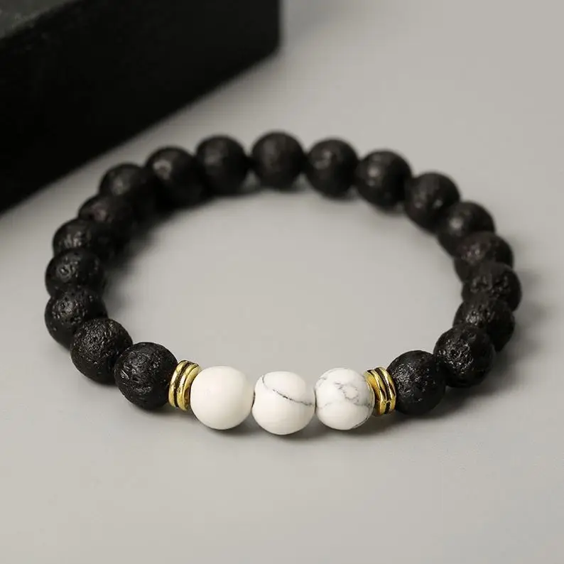 

Factory Direct Healing Beaded Silver Boho Bracelet Breslet For Men, Black