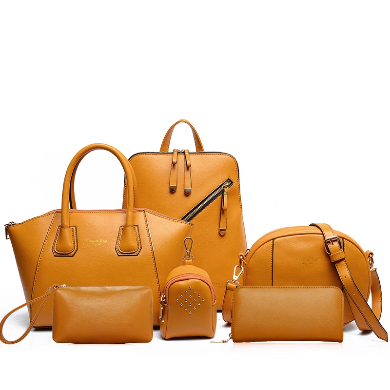 

2012 Wholesale Luxury Designers Fashion PU Leather Tote Bag Handbags Set 6pcs Lady, Black,gray,blue,red or as customers' requirement