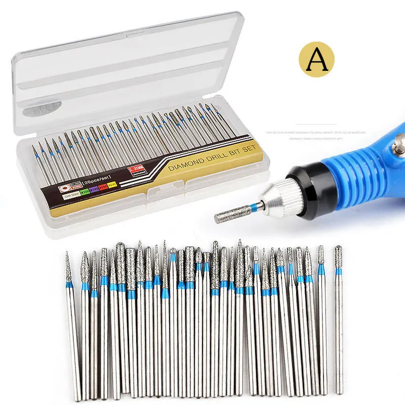 

30 Pcs Stainless Steel Nail Drill Alloy Grinding Head Diamond Grinding Dead Skin Nail Removal Tool Set/nail Polishing Head Set, Nail beauty products