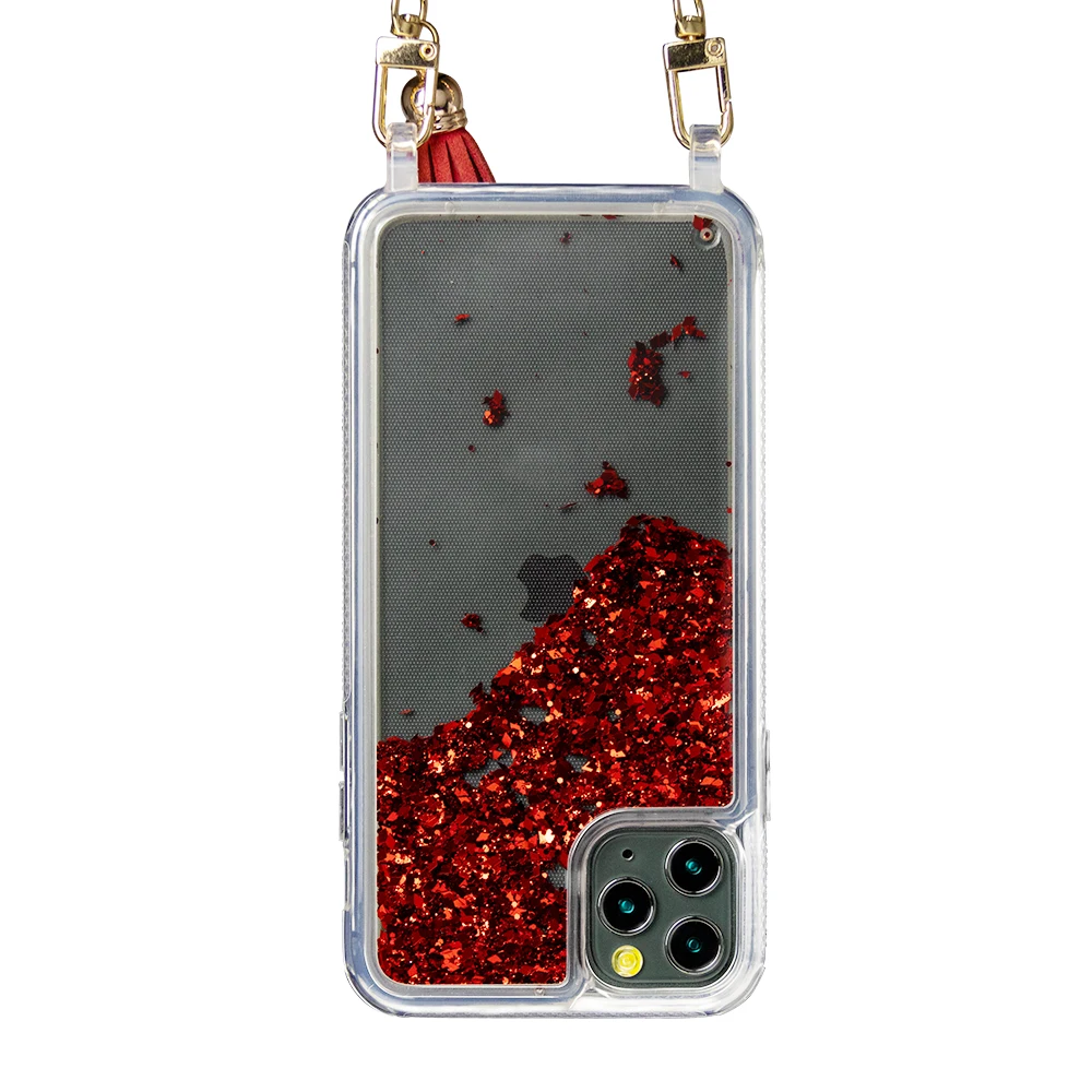 

Original Factory Free Sample Chain Necklace Phone Case Quicksand For iPhone 12 For iPhone 12 pro, 8 colors