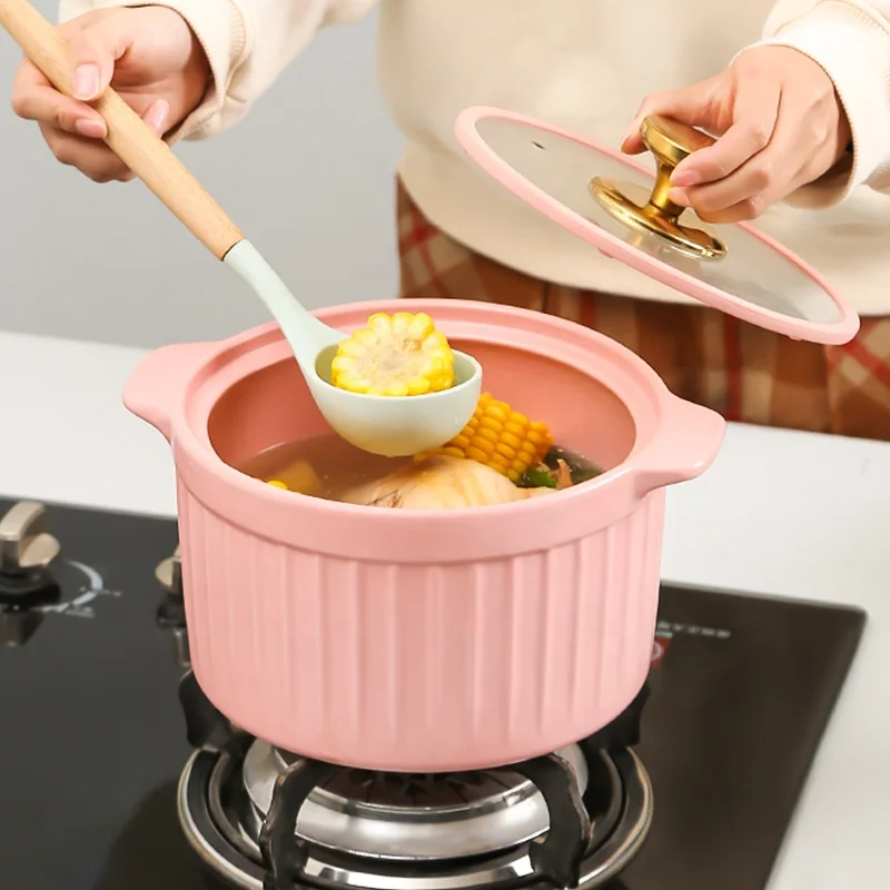 

hot selling Wholesale ceramic soup pot set ceramic serving set cooking casserole pot set, Green/blue/pink/brown