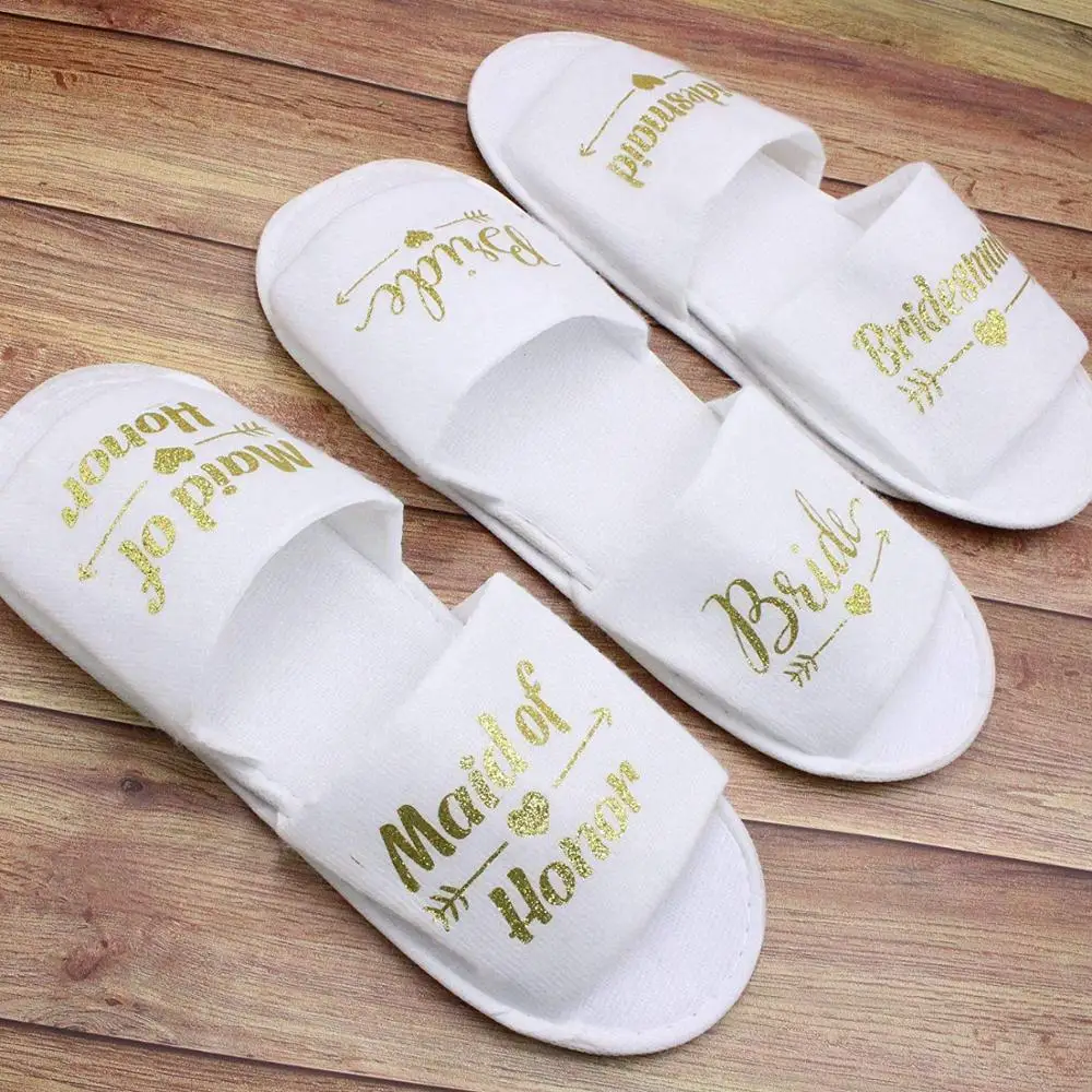 
Bachelorette Party Wedding Slippers Bride Maid of Honour Bridesmaid 6 Pack Spa Hotel Slippers US Women Size 11(A) 