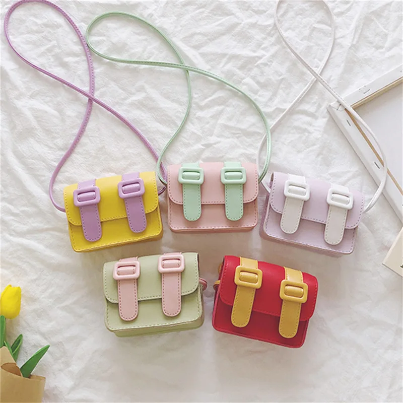 

BJX2053 2021Summer Kids Handbag Girls Bags Designer Pu Candy Color Cross-body Bag Girl Brief Mini Coin Purse