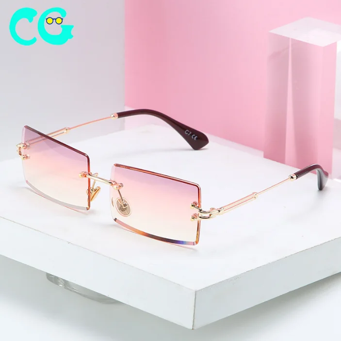 

Square Rimless Sunglasses Women 2019 Green Summer Red Glasses Fashion Luxury Brand Sunglasses For Men UV400, Picture