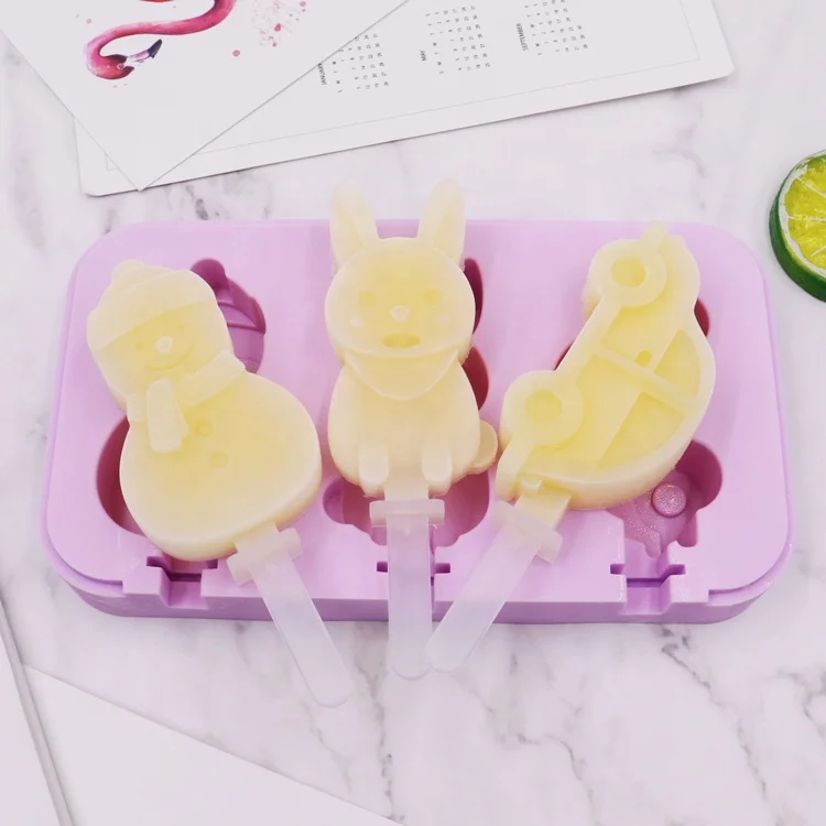

Silicone Ice Cream Mold With Lids Cakesicle Mold for DIY Ice Pops Reusable Popsicle Mold, Pink,yellow,purple,green